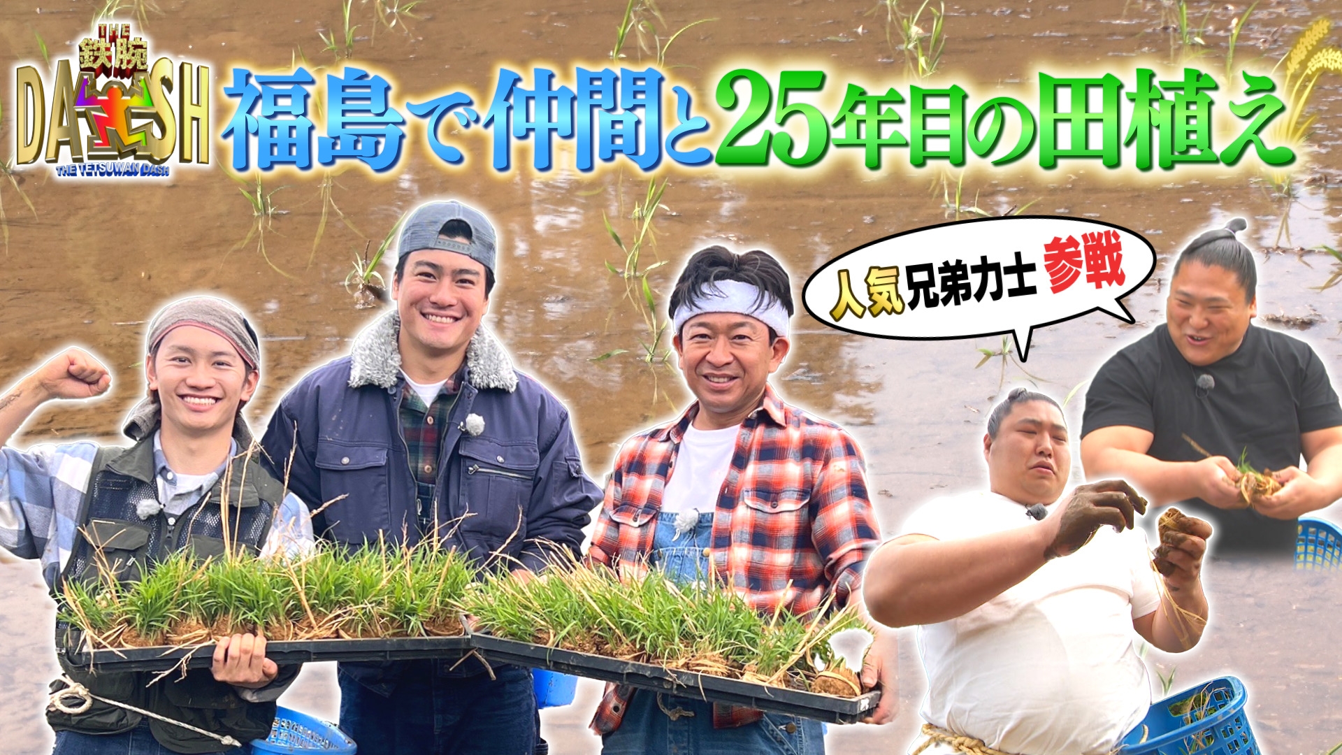 ザ！鉄腕！DASH!! DASH村25年目の田植え!!福島の仲間&助っ人力士参戦